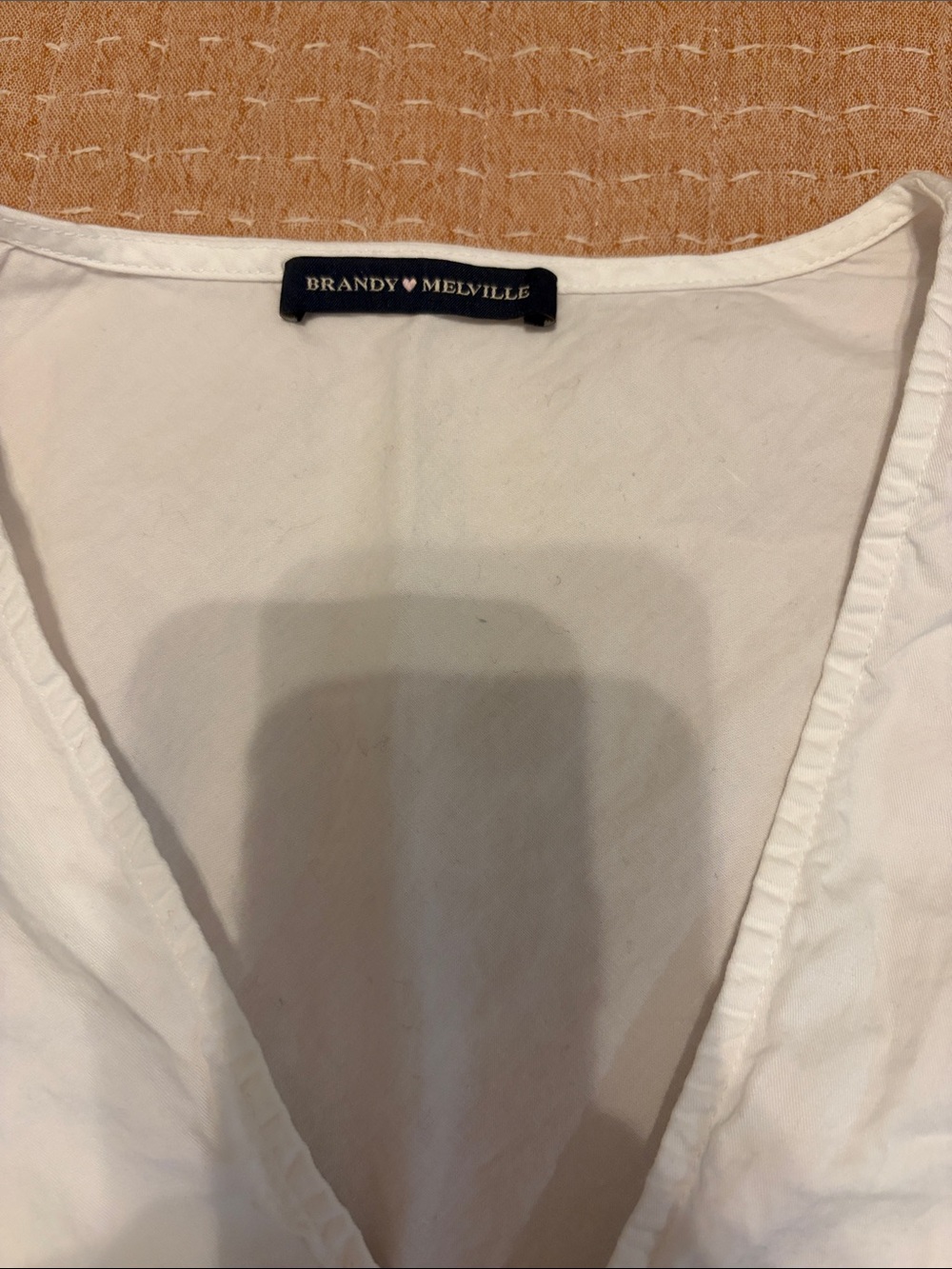 Brandy Melville White V-Neck Tank Top w/Tie Back - Picture 2 of 4